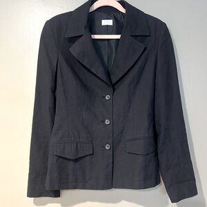 linen blend structured Blazer button up collared full sleeve fitted suit jacket